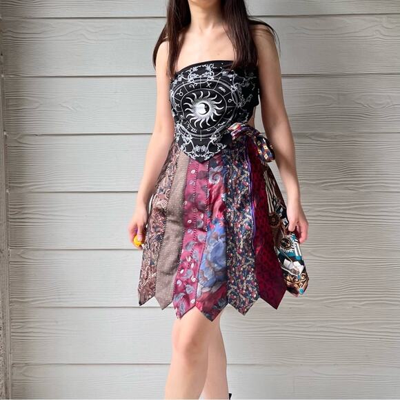 Hand Crafted Dresses & Skirts - 100% Silk Handmade Ties Skirt SKU 06181